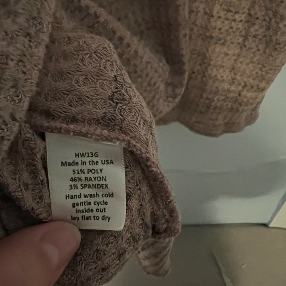 Sundown Size Small 3/4 Sleeve Sweater V Neck Pink & Black - Picture 7 of 7